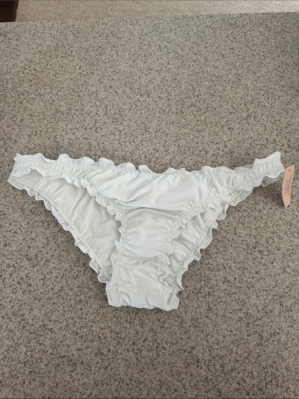 NWT Victoria’s Secret White Ruched swim Bikini Bottoms Large